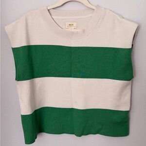 Anthropologie Maeve Striped Knit Tank Top - Green & White